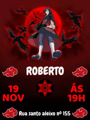 Convite de Aniversário Akatsuki Com Foto Edite Online