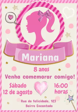 Convite digital de aniversário para editar, tema Barbie em 2023   Aniversário da barbie, Convite de aniversário, Convites digitais