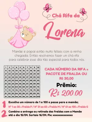 Fazer Convite Online Convite Digital Ch Rifa Cartela De N Meros Ursinha Baloeira