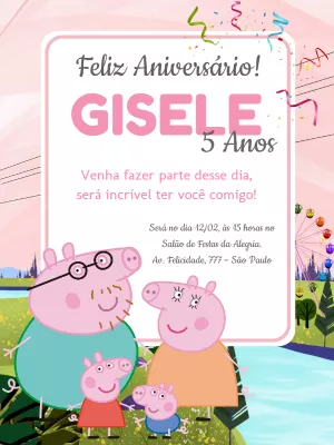 Convite de Aniversário Peppa Pig 1
