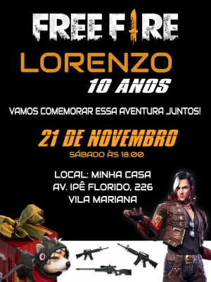 Festa tema FREE FIRE: Convite para impressão free fire