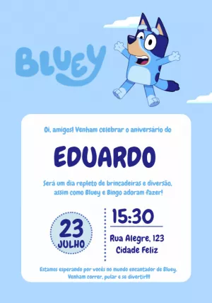 Tarjeta 'Feliz Cumpleaños' de Bluey y Bingo // cumpleaños azulado
