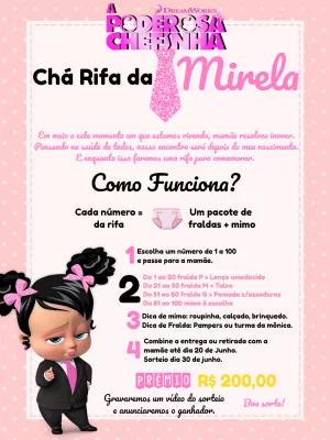 Grátis - Fazer convite online convite digital Chá de bebê Menina Ursinha  Realeza com dica mimo +