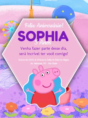 Convite de aniversário Peppa Pig