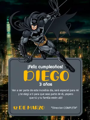 Hacer una invitación online invitación digital Cumpleaños de Batman