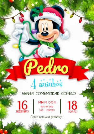 Mickey Mouse Christmas Birthday Invitation