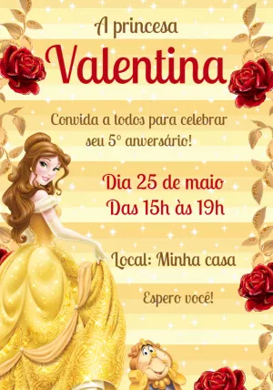 Beauty and the Beast birthday invitation