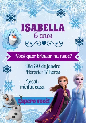 Convite digital frozen - Edite grátis com nosso editor online