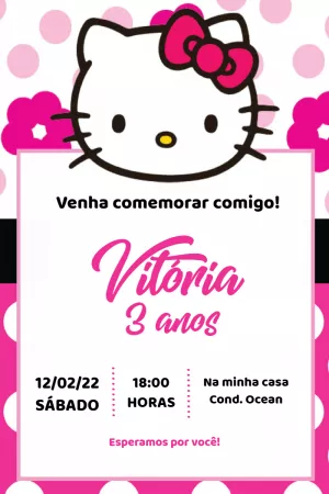 Convite aniversário Hello Kitty