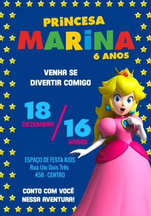 Convite aniversário Princesa Peach