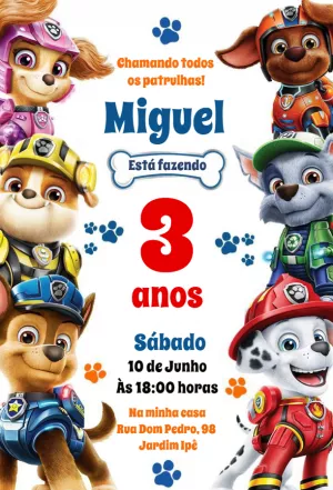 Invitación de cumpleaños de Patrulla Canina - Un increíble editor en línea  para editar las invitaciones, logos, tarjetas, arte de redes sociales,  carteles y mucho más!