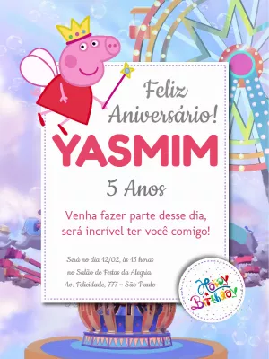 Convite de aniversário Peppa Pig