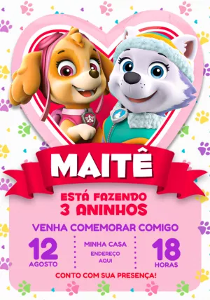 Convite De Aniversário Patrulha Canina Chase Edite Online