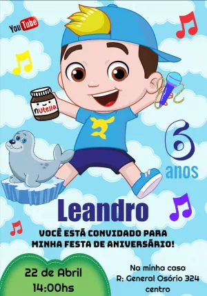 Convite Luccas Neto Aniversário para Editar - Imagem Legal