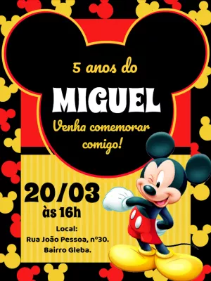 Convite online mickey editar grátis