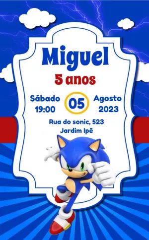 Convite de aniversário infantil Sonic Boom para editar, baixe