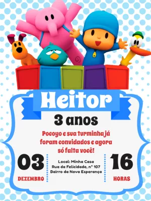 ▷ Invitación Digital Fiesta de Cumpleaños Pocoyo, GRATIS