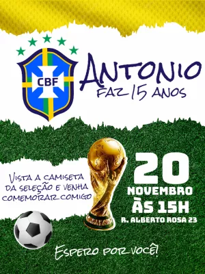 Aniversário Futebol Copa do Mundo Catar Edite Online