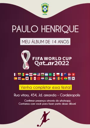 Fazer convite online convite digital COPA DO MUNDO QATAR 2022