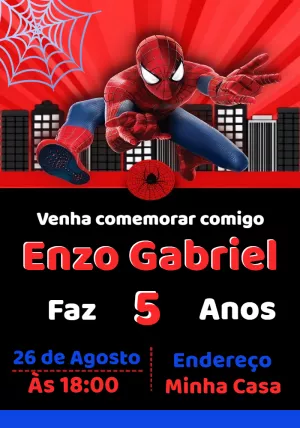 Convite Aniversário Homem Aranha Edite Online