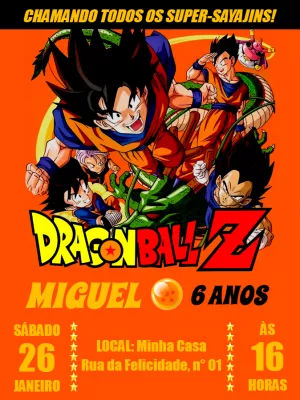 Convite Digital Goku Dragon Ball Z Online Virtual E-mail Art