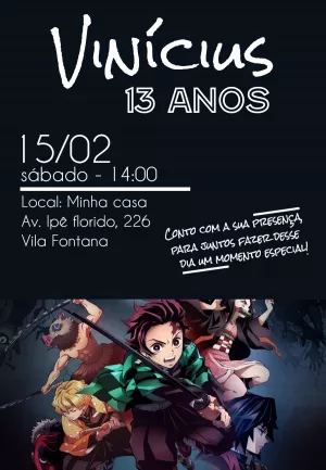 Demon Slayer Anime Kimetsu no Yaiba Birthday Invitation