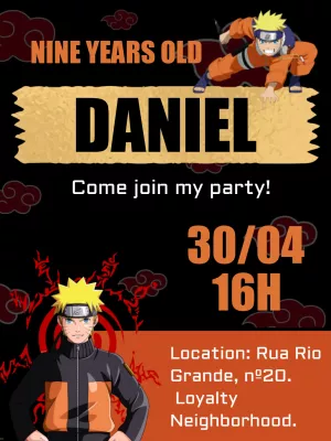 make naruto digital birthday invitation online invitation