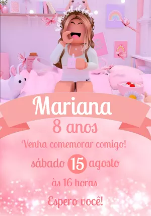 Convite Digital aniversário Roblox Girl