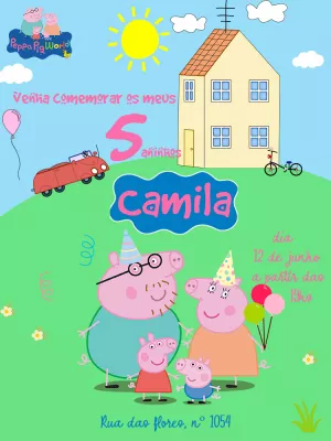 Peppa Pig Casa Convite Digital