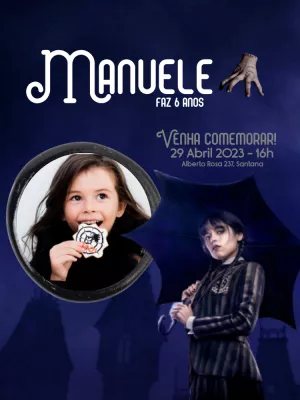 Wandinha Addams Birthday Invitation with photo