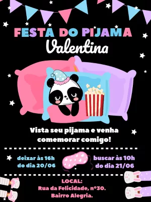 Convite aniversário Festa do Pijama