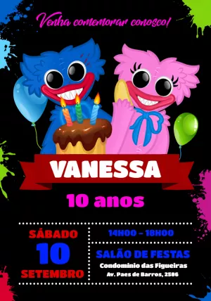 ▷ Convite Digital Festa de Aniversário Surpresa da Poppy Playtime