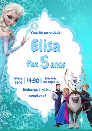 Convite frozen  Tarjetas de cumpleaños frozen, Invitaciones de