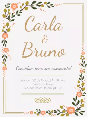 Convite de casamento floral - romântico