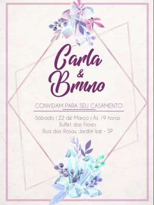 Convite Casamento Floral Boho Chic - Edite grátis com nosso editor online