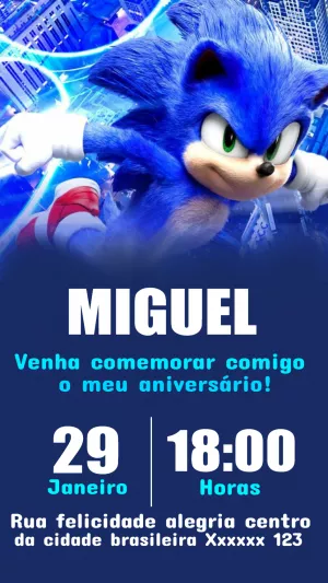 Convite aniversário Sonic - Edite grátis com nosso editor online