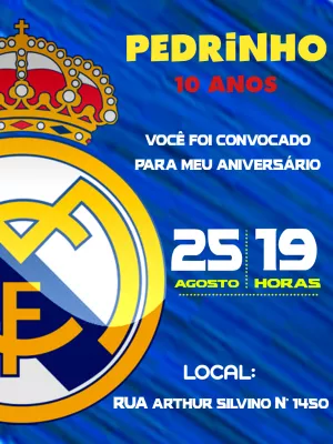 Invitación cumpleaños Fútbol - Real Madrid