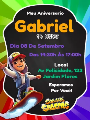 Convite Subway surfers - Edite grátis com nosso editor online