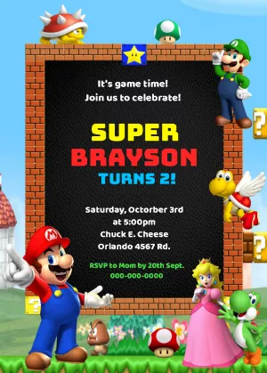 Super Mario birthday invitation