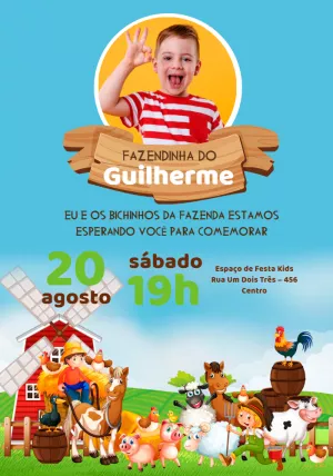 Fazendinha birthday invitation with photo