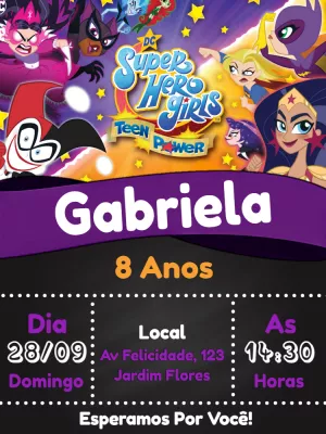 Convite aniversário Super Hero Girls