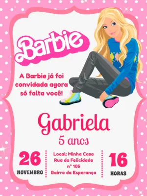 Convite Aniversário da Barbie moda e magia - Edite grátis com nosso editor  online