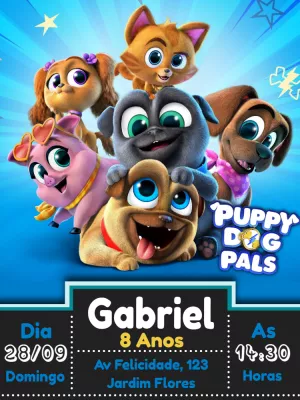 Convite aniversário Puppy Dog Pals