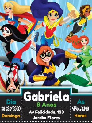 Convite aniversário Super Hero Girls