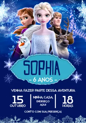 Arte de Convite virtual tema Frozen ou Frozen Fever Envio por