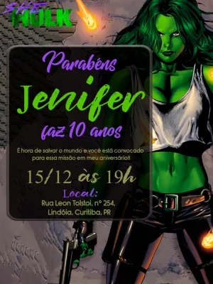 She Hulk birthday invitation