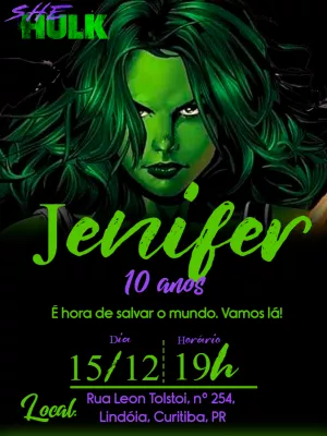 She Hulk birthday invitation