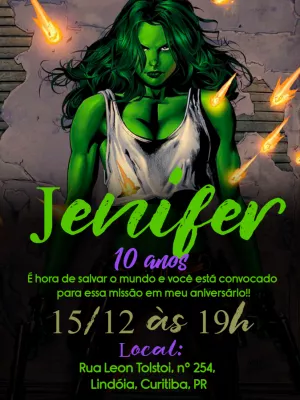 She Hulk birthday invitation