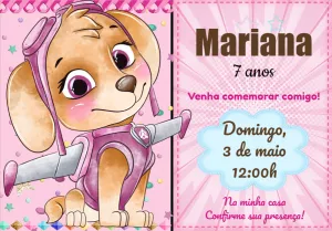 Invitación rosada del cumpleaños de la muchacha de la Patrulla Canina - Un  increíble editor en línea para editar las invitaciones, logos, tarjetas,  arte de redes sociales, carteles y mucho más!