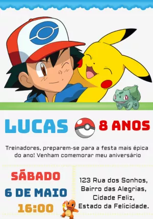 Invitación de Pokemon 2 GRATIS para editar – Robnei